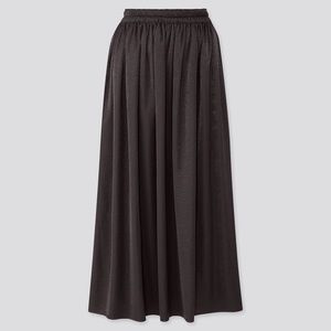 Uniqlo Drape Gathered Long Skirt Black MIDI S